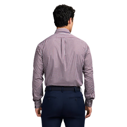 Izod All Over Stretch Tartan Button Down Dress Shirt - Jester Red