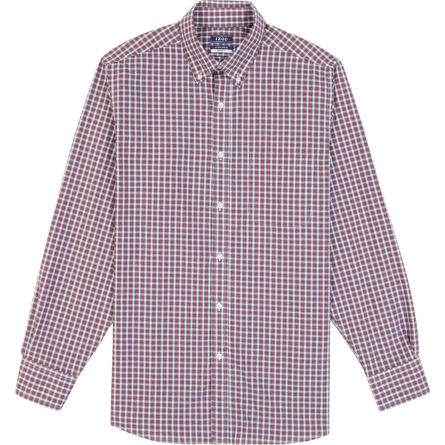 Izod All Over Stretch Tartan Button Down Dress Shirt - Jester Red
