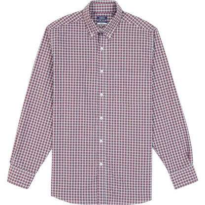 Izod All Over Stretch Tartan Button Down Dress Shirt - Jester Red