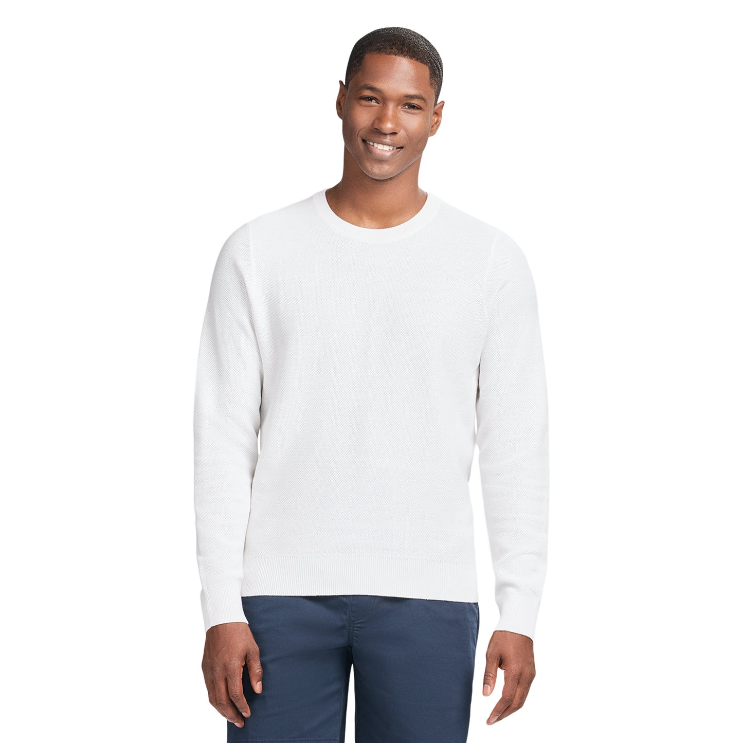 Izod HONEYCOMB CREW NECK SWEATER - BRIGHT WHITE