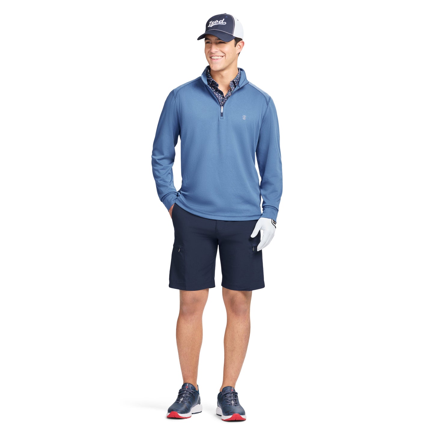 Izod GOLF SWINGFLEX MESH 1/4 ZIP - BRIGHT COBALT