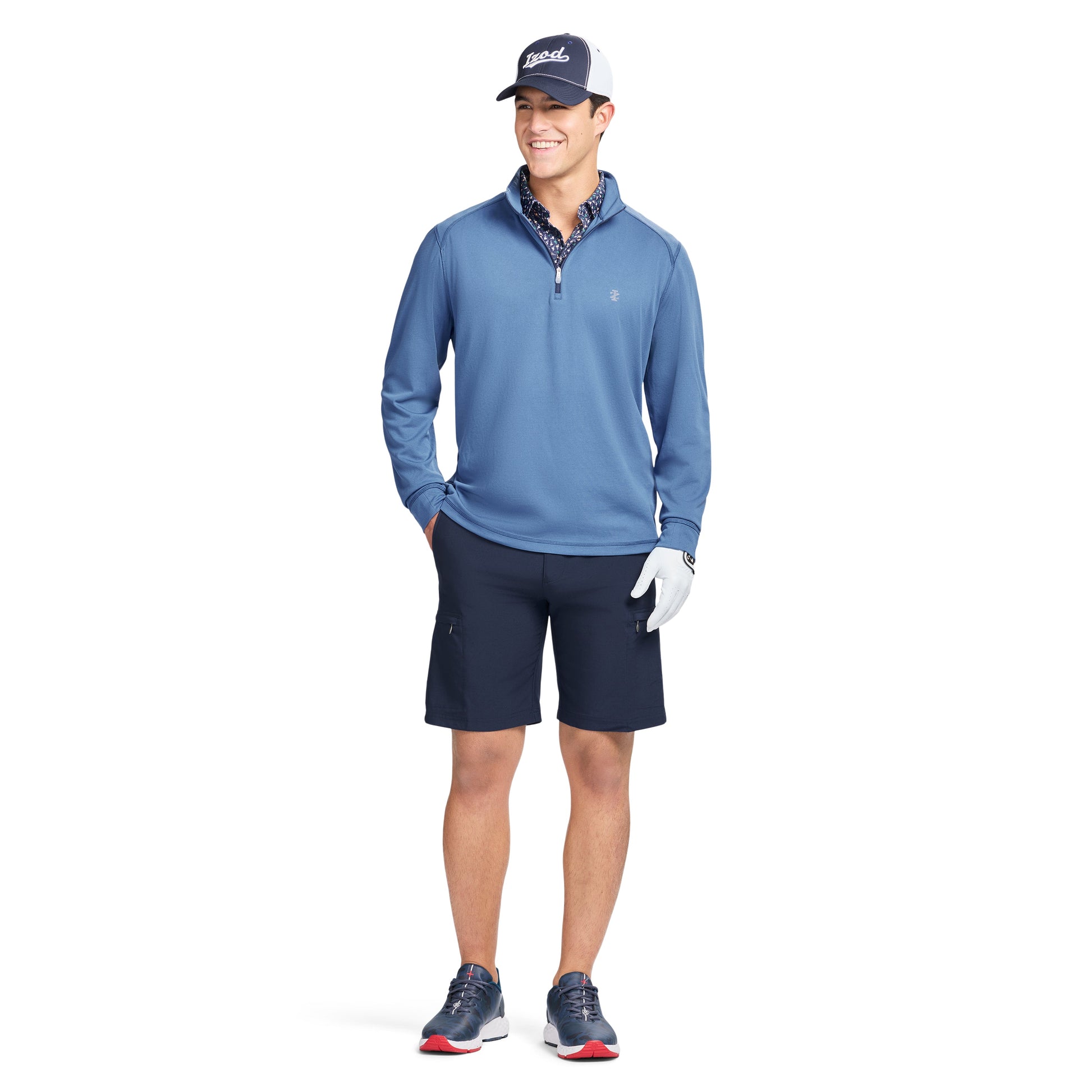 Izod GOLF SWINGFLEX MESH 1/4 ZIP - BRIGHT COBALT