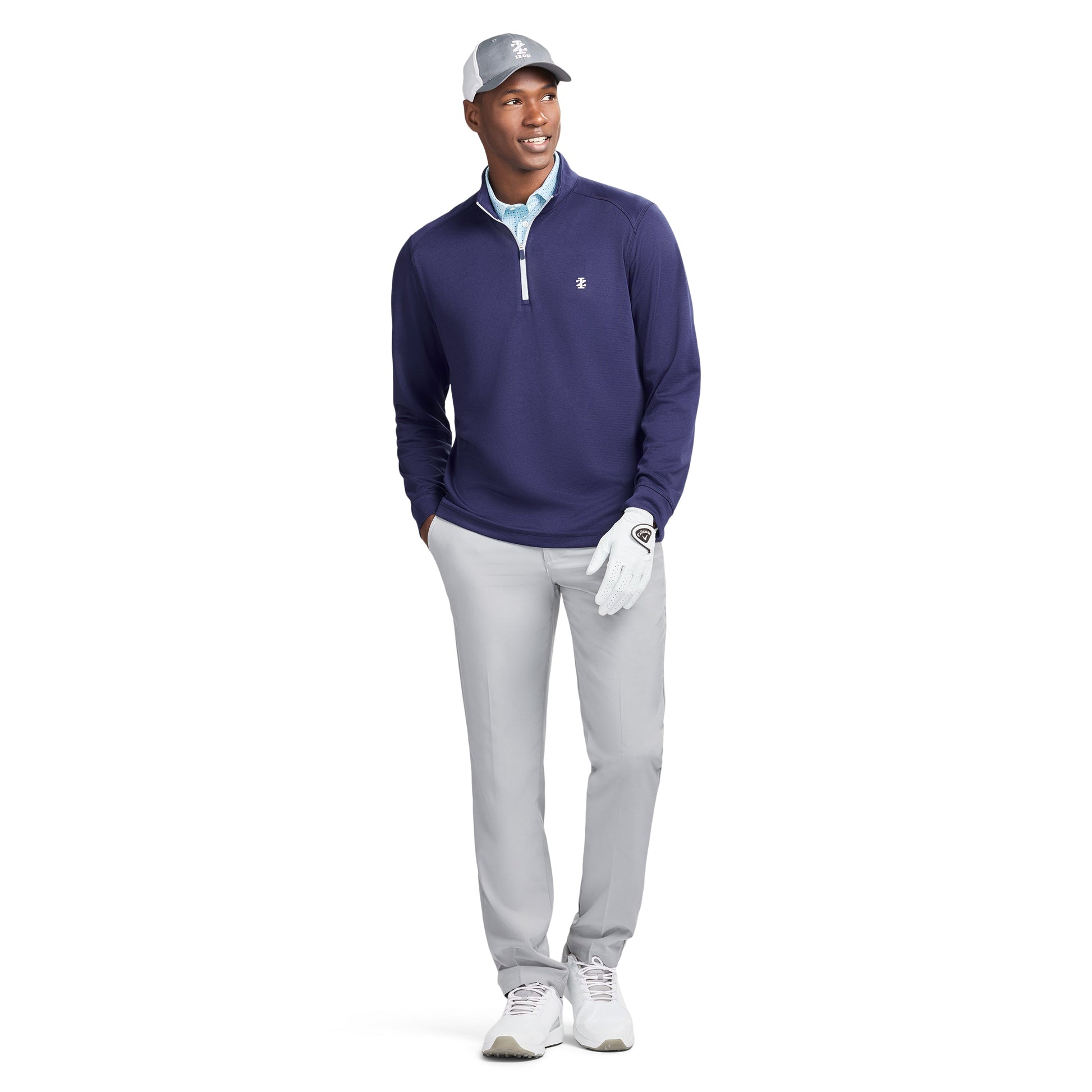 Izod GOLF SWINGFLEX MESH 1/4 ZIP - MEDIEVAL BLUE