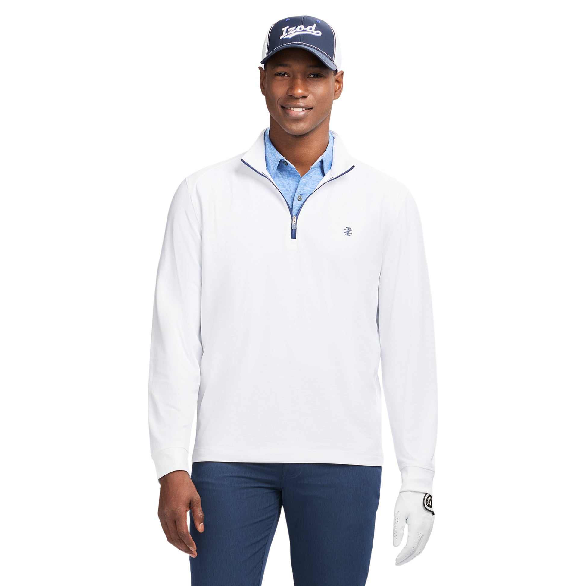 Izod GOLF SWINGFLEX MESH 1/4 ZIP - BRIGHT WHITE