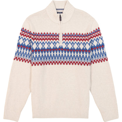 Izod Holiday Fairisle Quarter Zip Sweater - Rock Hthr
