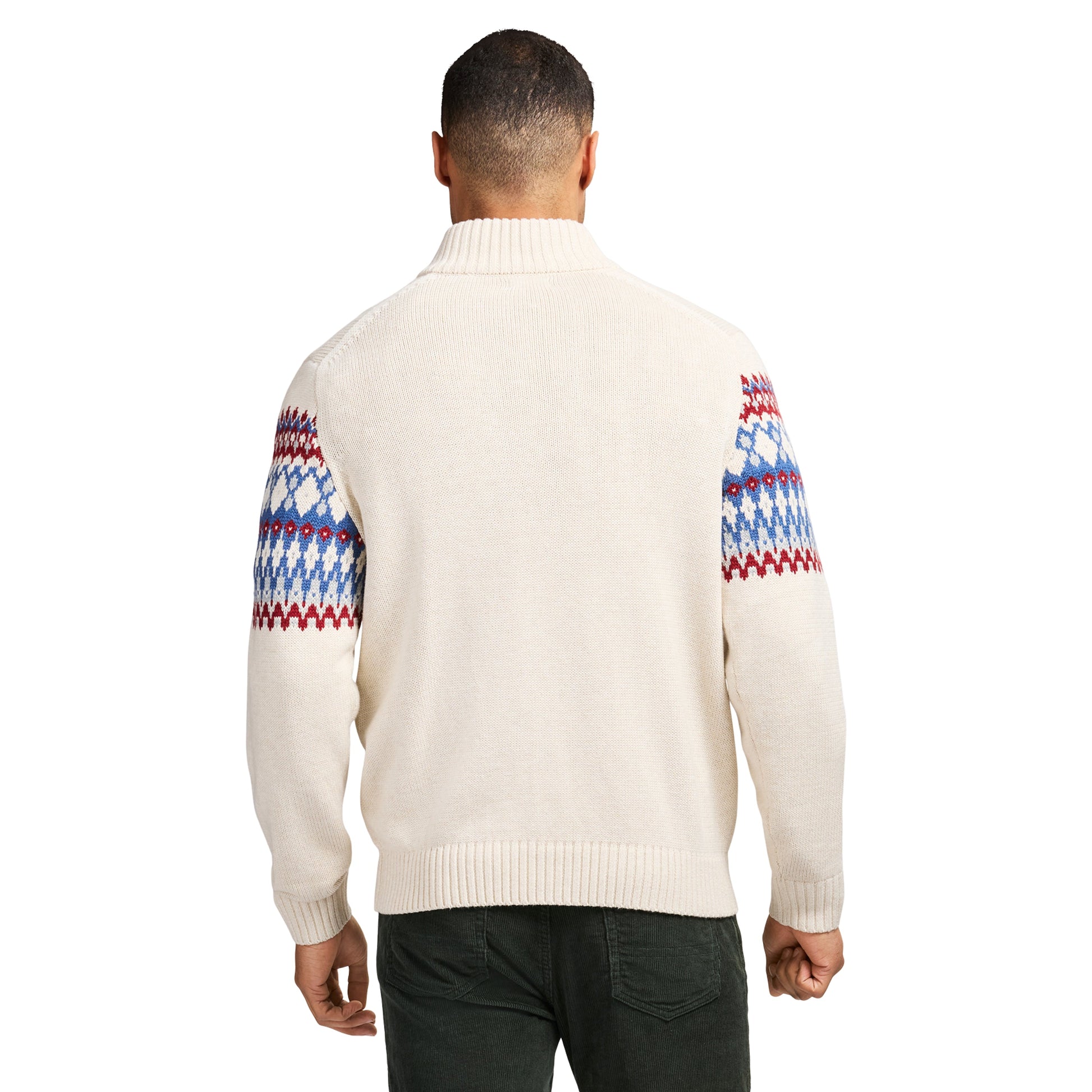 Izod Holiday Fairisle Quarter Zip Sweater - Rock Hthr