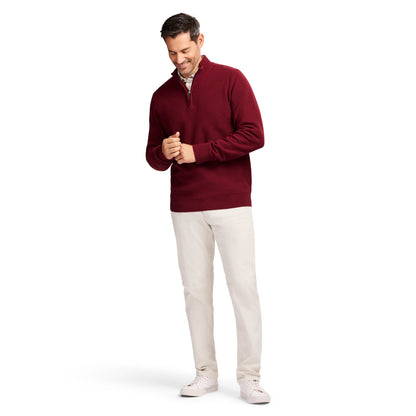 Izod Honeycomb Quarter Zip Sweater - Velvet Maroon