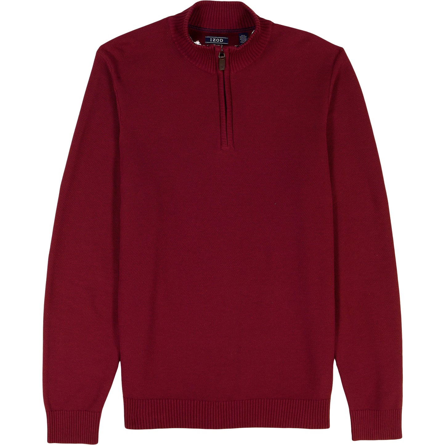 Izod Honeycomb Quarter Zip Sweater - Velvet Maroon