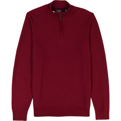 Izod Honeycomb Quarter Zip Sweater - Velvet Maroon