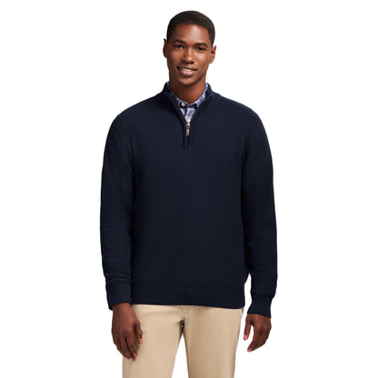 Izod Honeycomb Quarter Zip Sweater - Navy Blazer