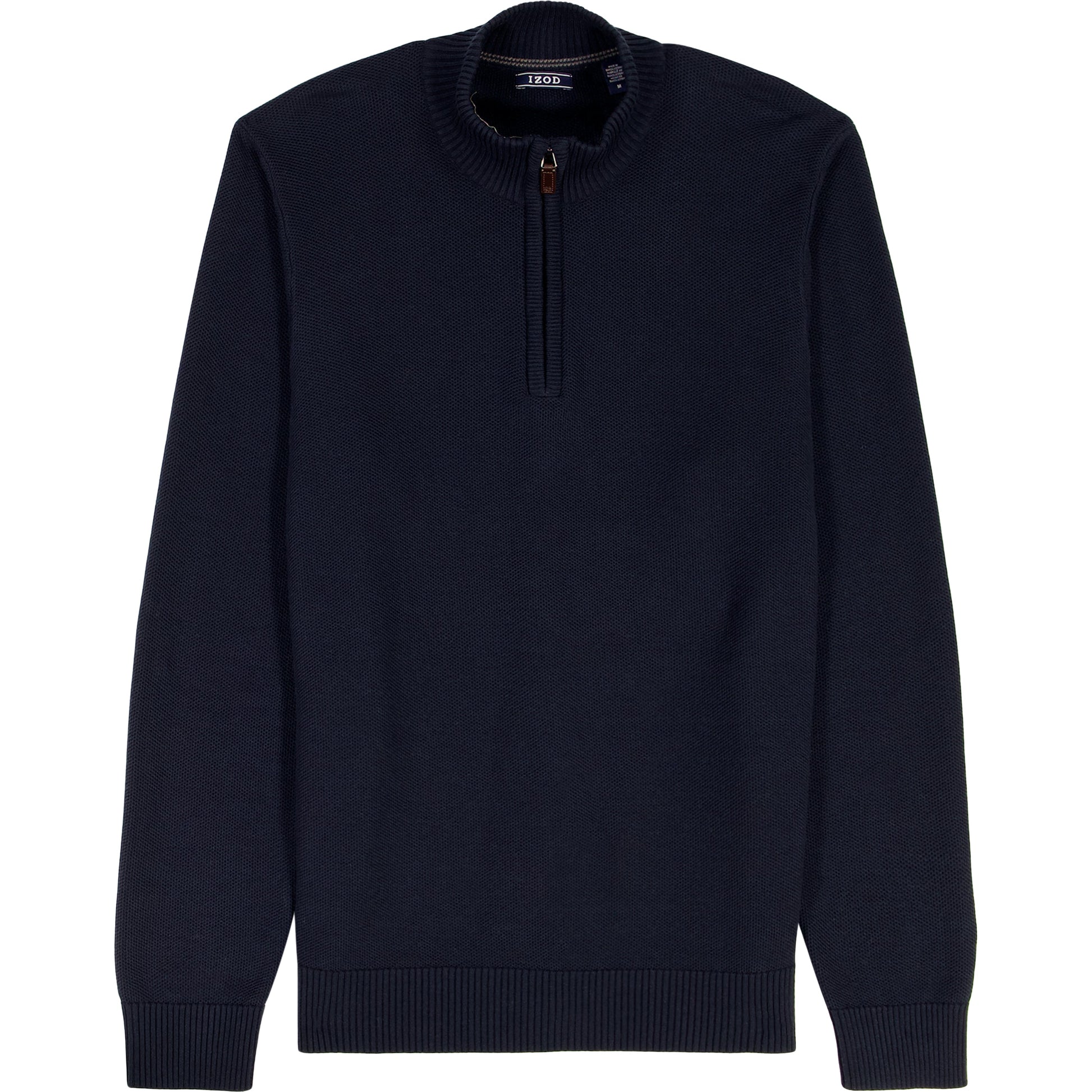 Izod Honeycomb Quarter Zip Sweater - Navy Blazer