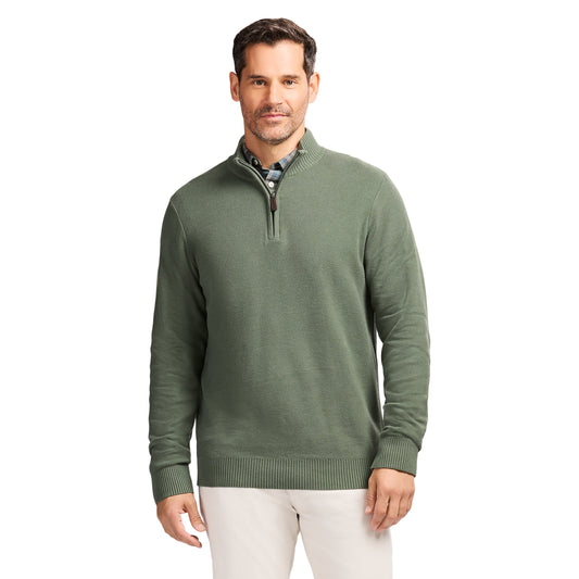 Izod Honeycomb Quarter Zip Sweater - Laurel Wreath