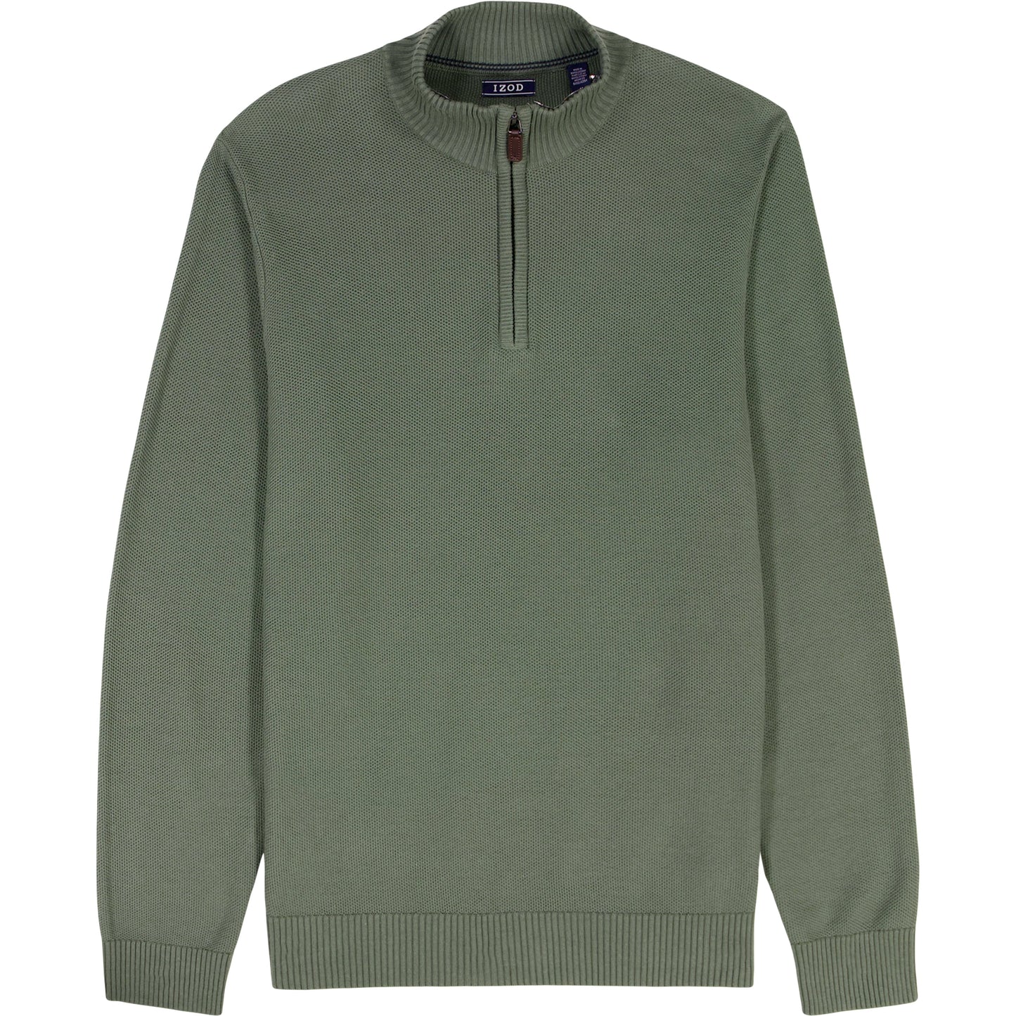 Izod Honeycomb Quarter Zip Sweater - Laurel Wreath