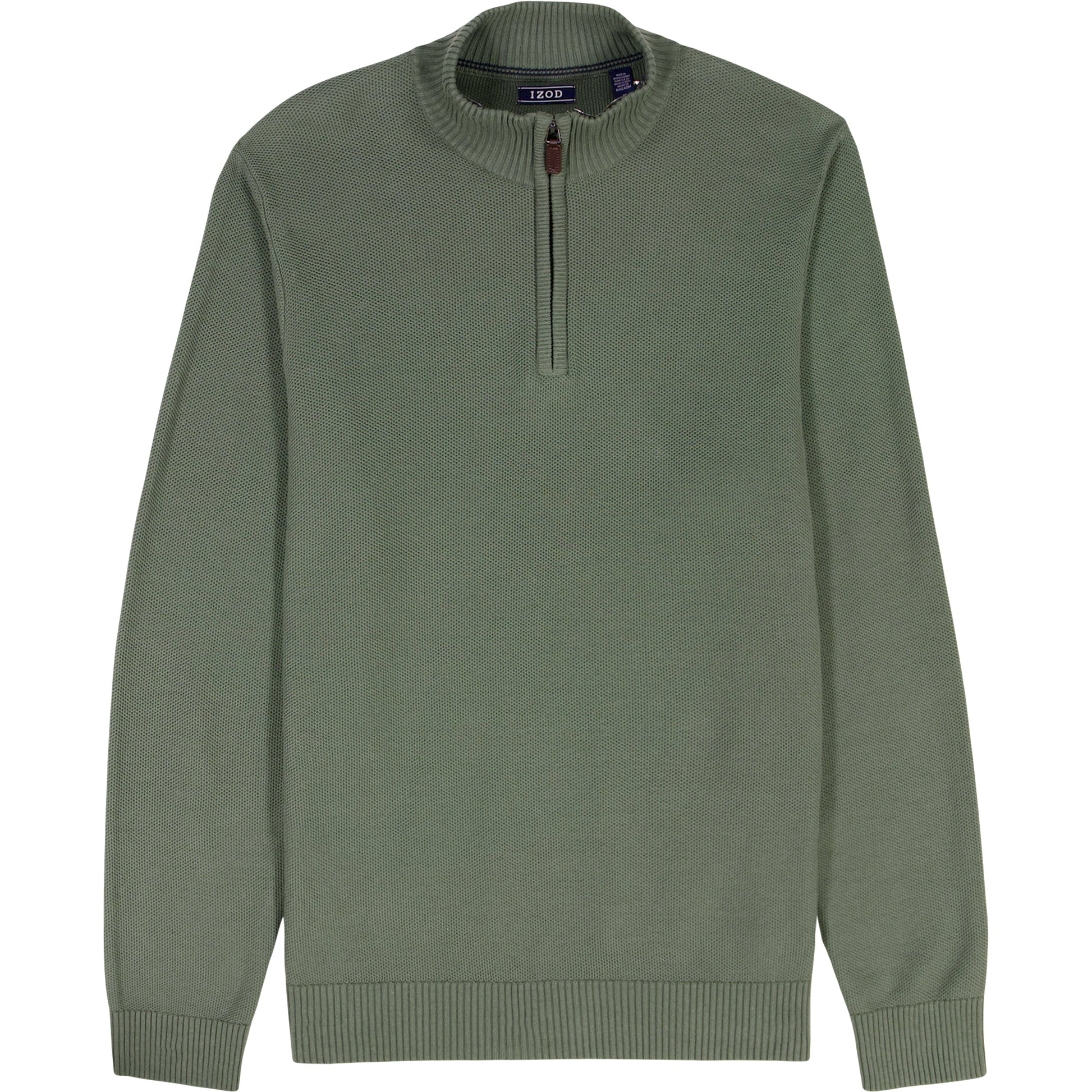 Izod Honeycomb Quarter Zip Sweater - Laurel Wreath