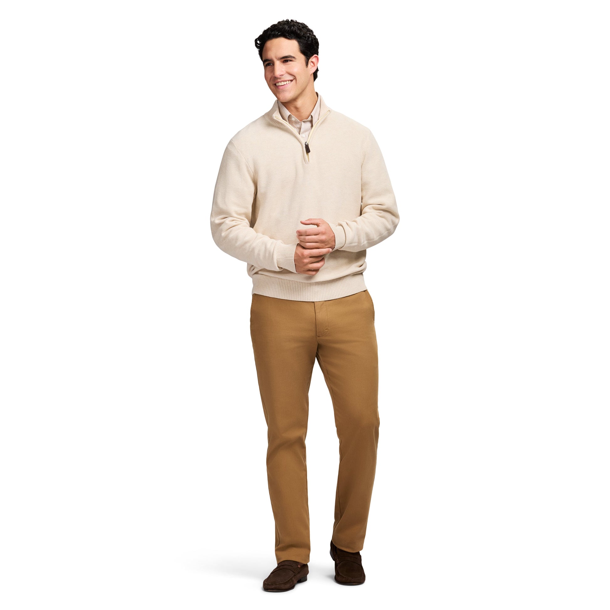 Izod Honeycomb Quarter Zip Sweater - Rock Hthr
