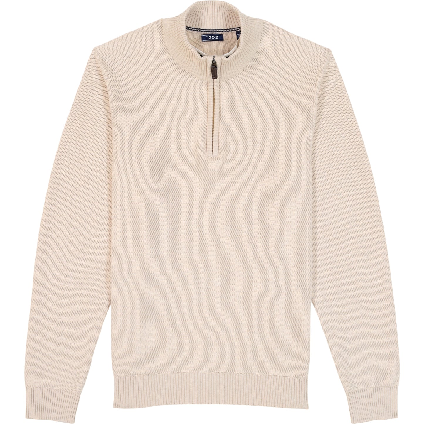 Izod Honeycomb Quarter Zip Sweater - Rock Hthr