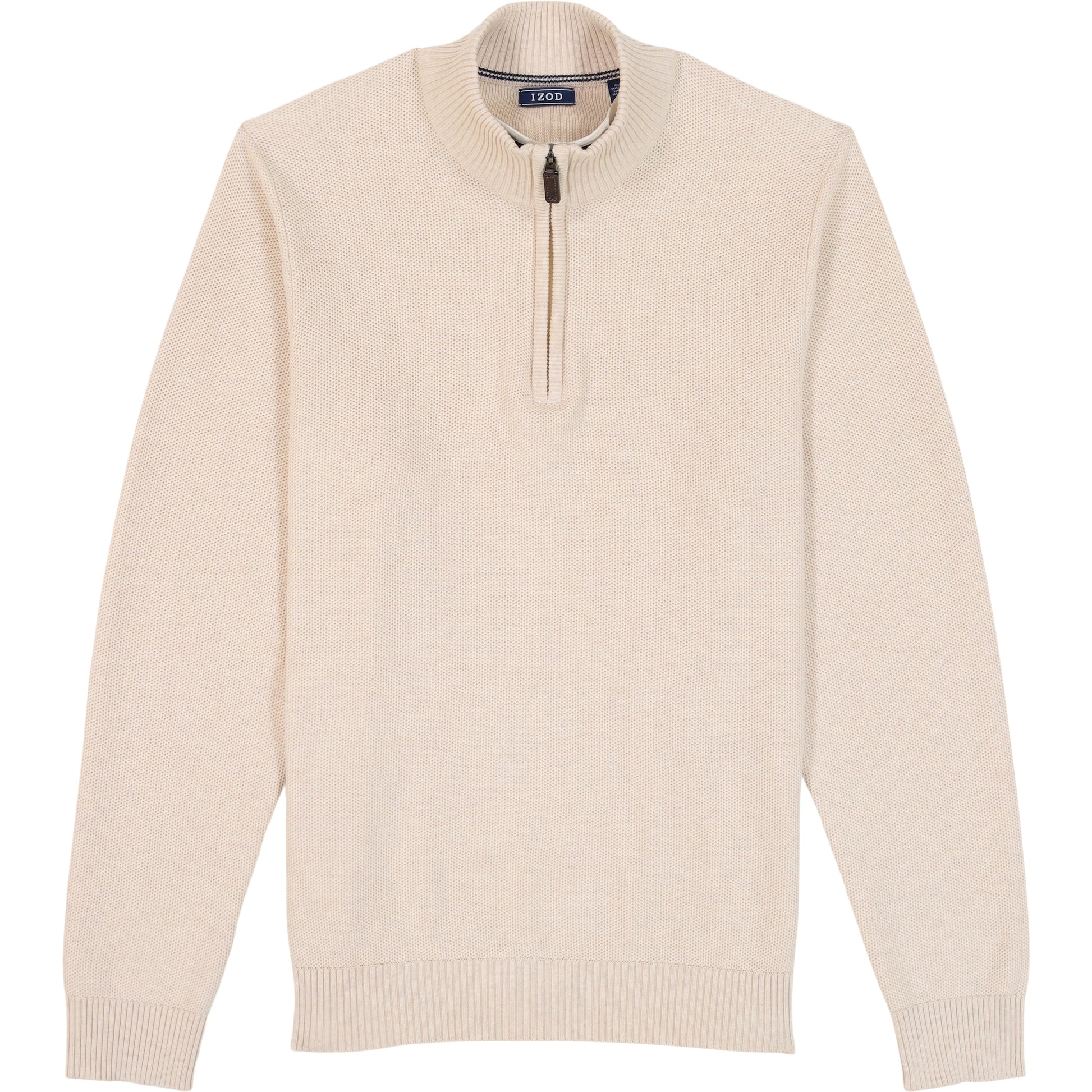 Izod Honeycomb Quarter Zip Sweater - Rock Hthr