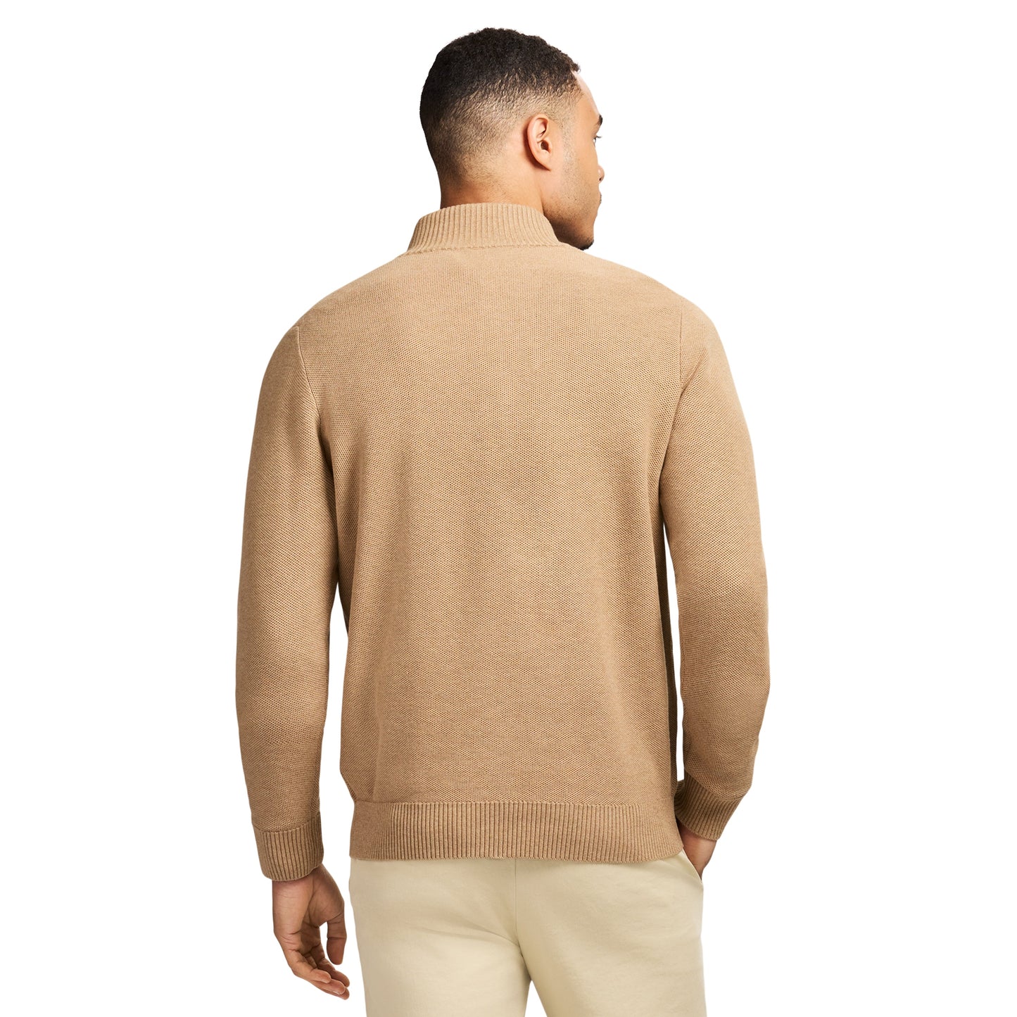 Izod Honeycomb Quarter Zip Sweater - Camel Hthr