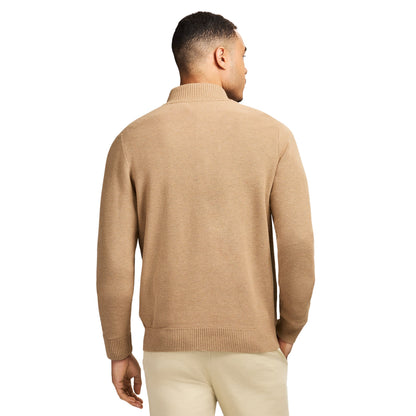 Izod Honeycomb Quarter Zip Sweater - Camel Hthr