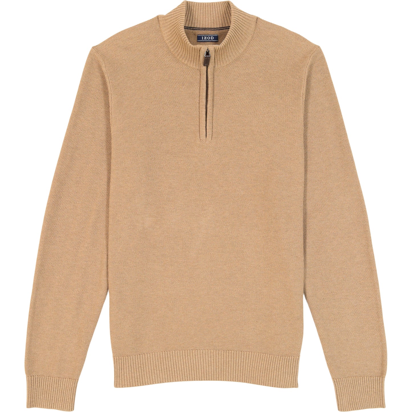 Izod Honeycomb Quarter Zip Sweater - Camel Hthr