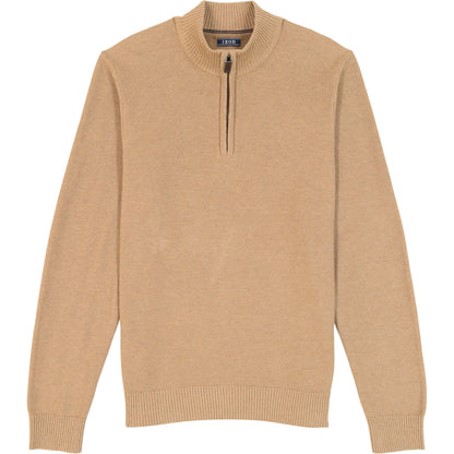 Izod Honeycomb Quarter Zip Sweater - Camel Hthr