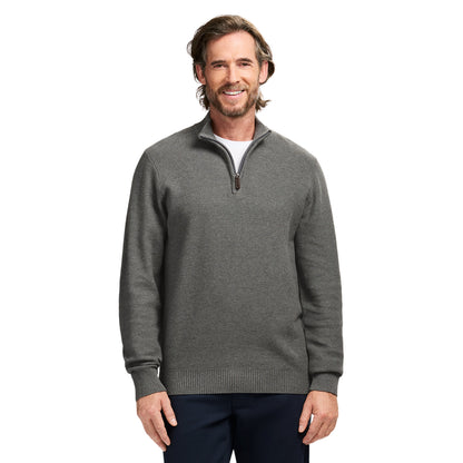 Izod Honeycomb Quarter Zip Sweater - Carbon Hthr