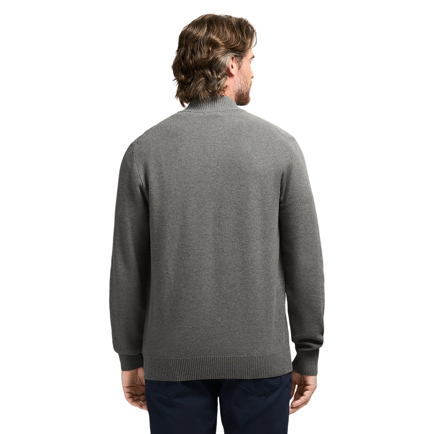 Izod Honeycomb Quarter Zip Sweater - Carbon Hthr