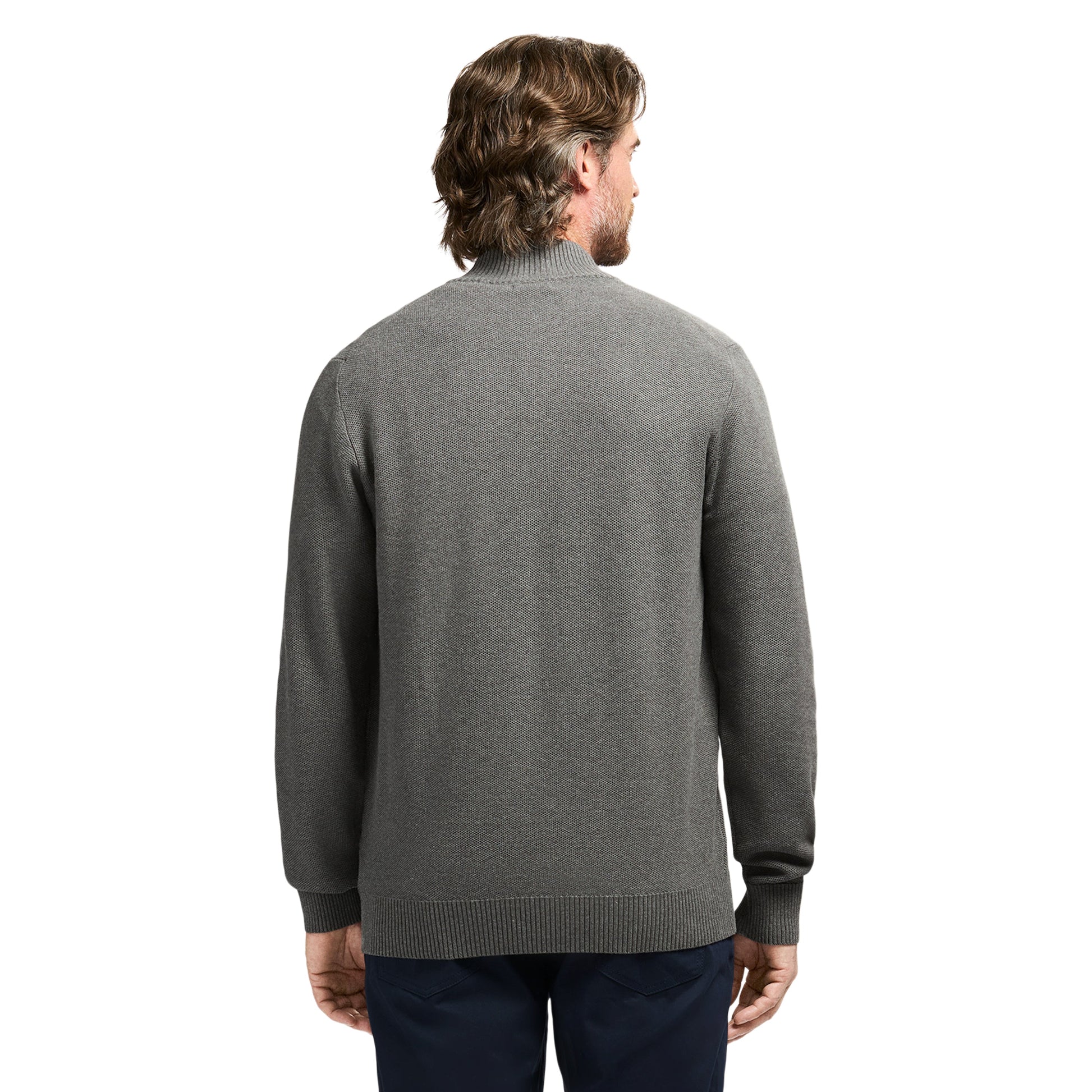 Izod Honeycomb Quarter Zip Sweater - Carbon Hthr