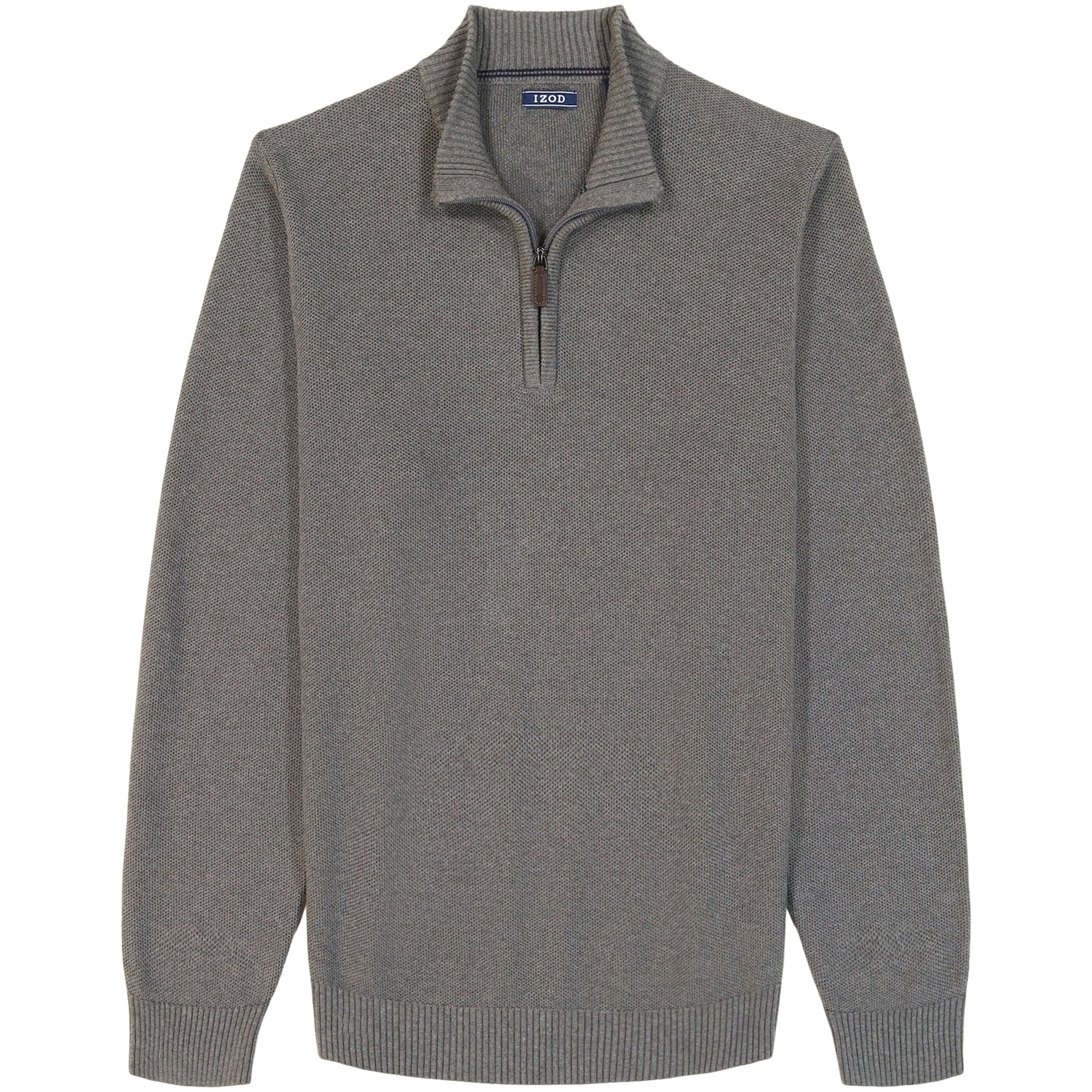 Izod Honeycomb Quarter Zip Sweater - Carbon Hthr