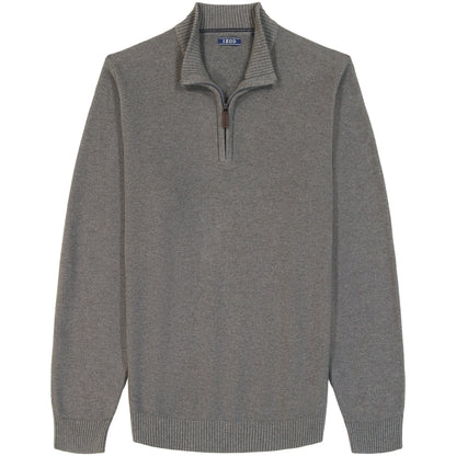 Izod Honeycomb Quarter Zip Sweater - Carbon Hthr