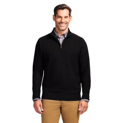 Izod Honeycomb Quarter Zip Sweater - Black