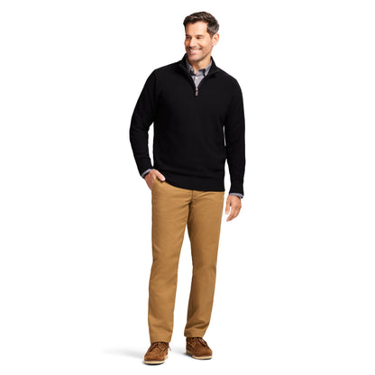 Izod Honeycomb Quarter Zip Sweater - Black
