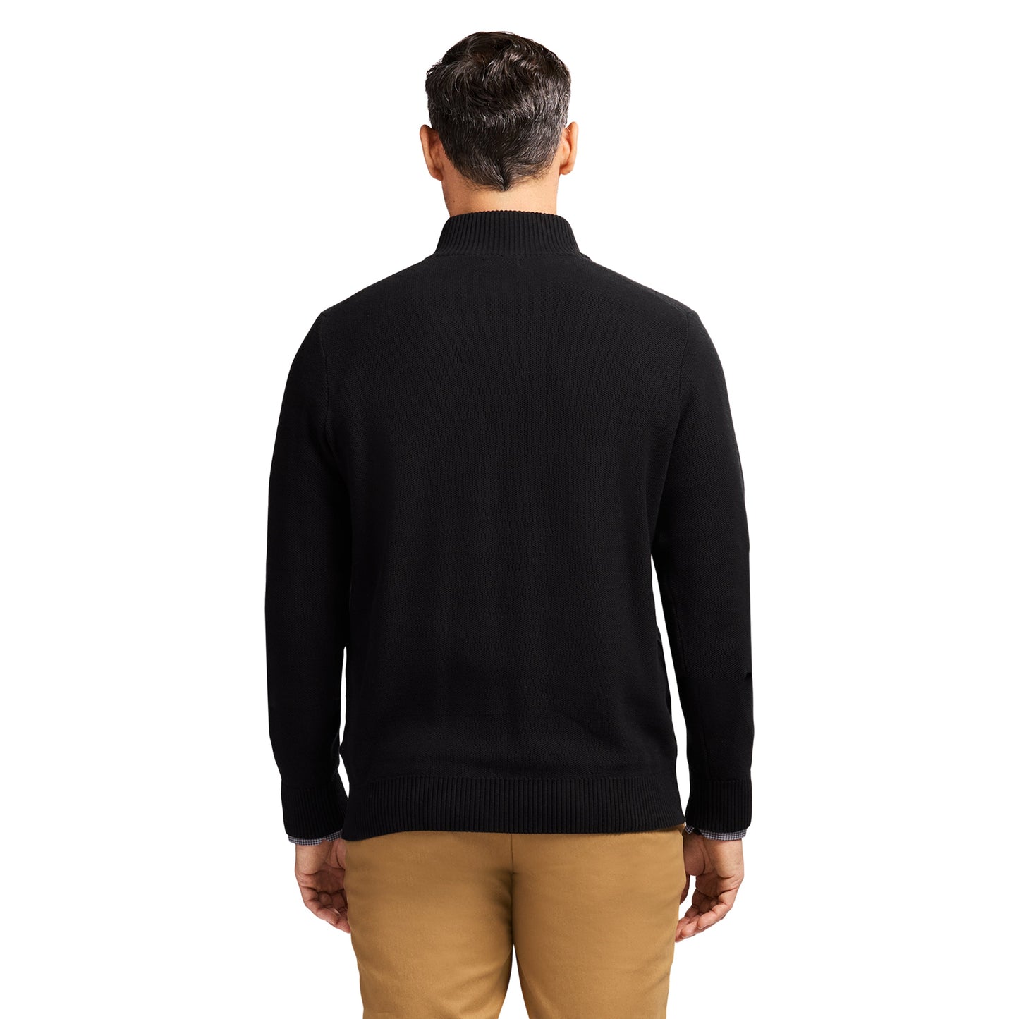Izod Honeycomb Quarter Zip Sweater - Black