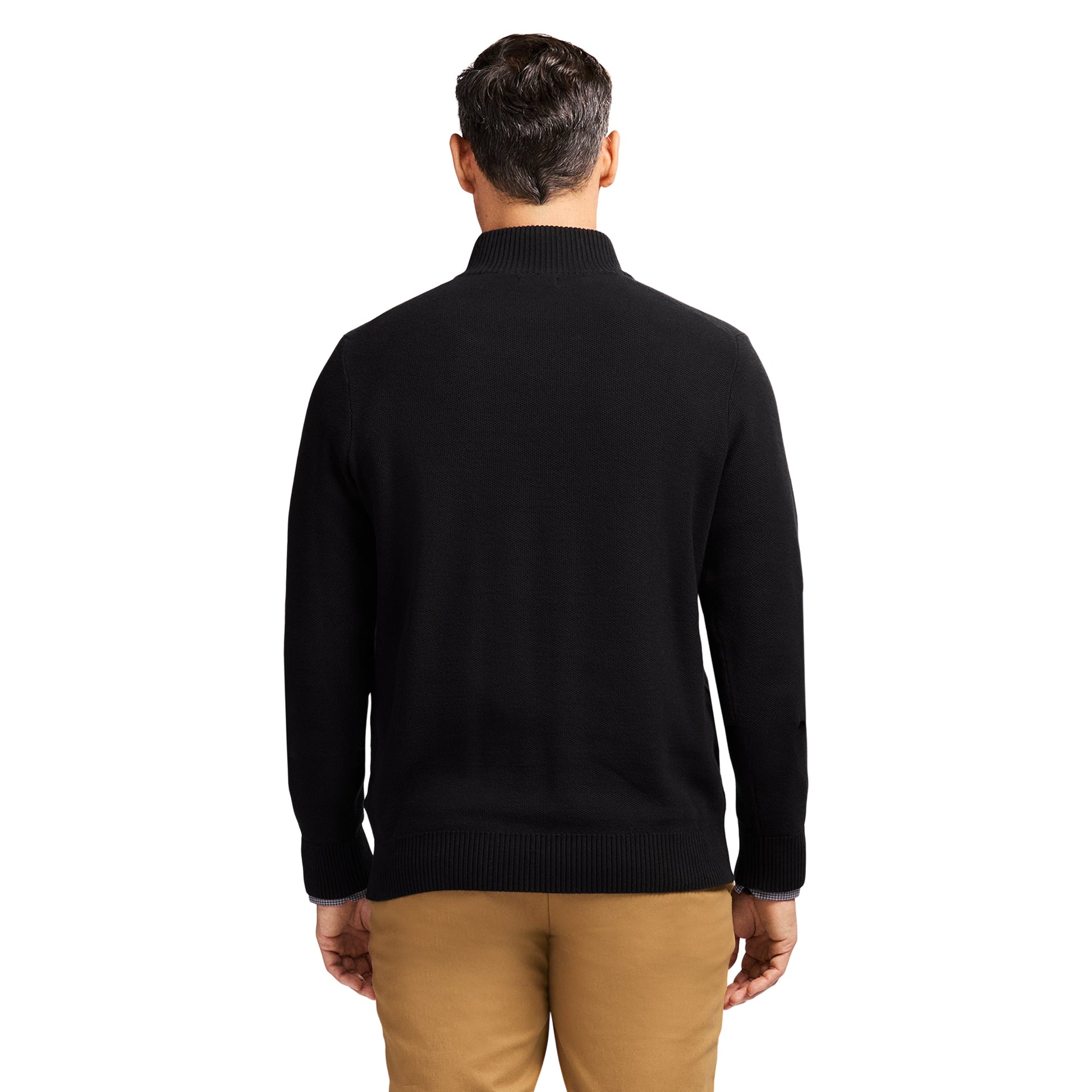 Izod Honeycomb Quarter Zip Sweater - Black