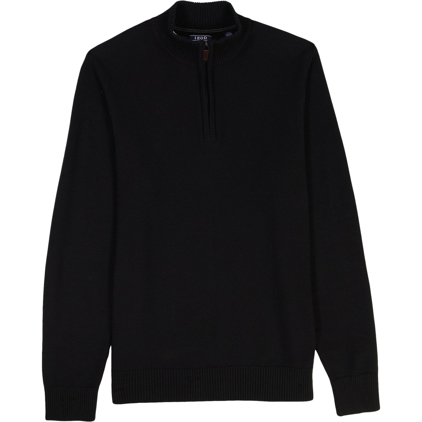 Izod Honeycomb Quarter Zip Sweater - Black