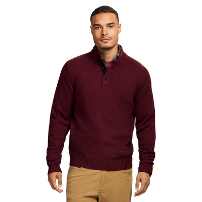 Izod Holiday Button Mock Sweater - Velvet Maroon