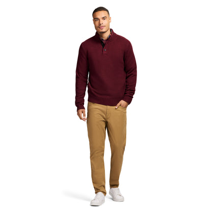 Izod Holiday Button Mock Sweater - Velvet Maroon