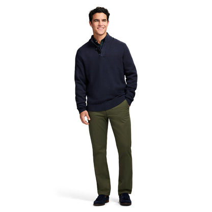 Izod Holiday Button Mock Sweater - Navy Blazer