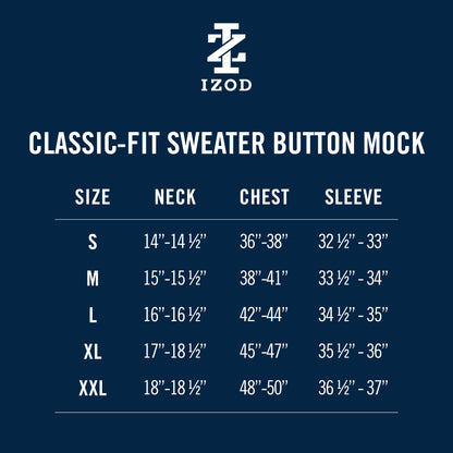 Izod Holiday Button Mock Sweater - Navy Blazer
