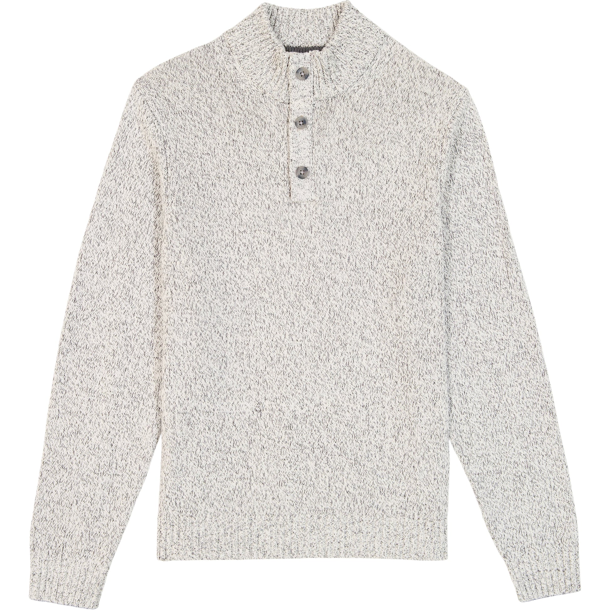 Izod Holiday Button Mock Sweater - Rock Hthr