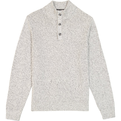 Izod Holiday Button Mock Sweater - Rock Hthr