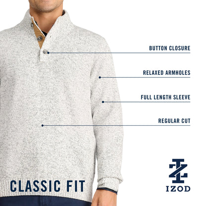 Izod Holiday Button Mock Sweater - Asphalt
