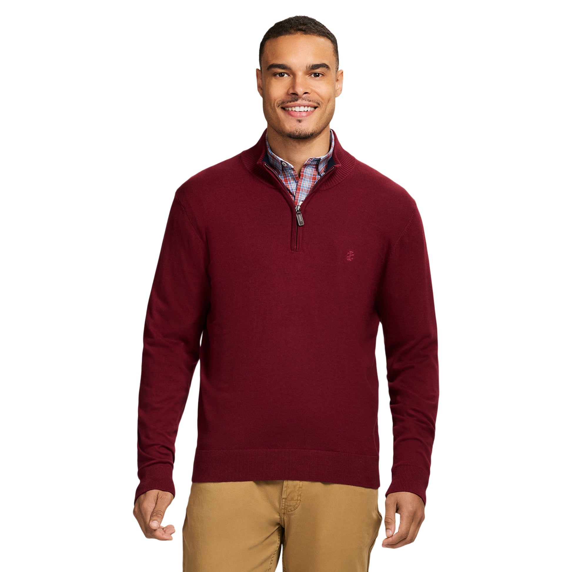 Izod Fine Gauge Quarter Zip Sweater - Velvet Maroon