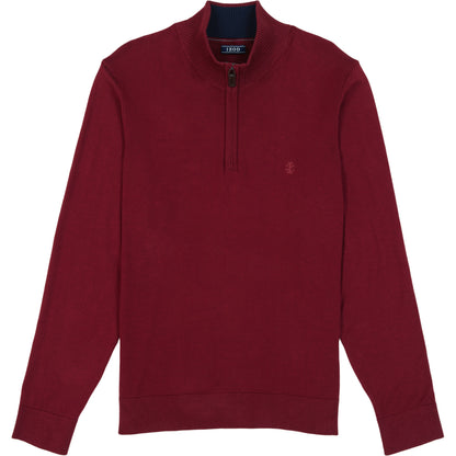 Izod Fine Gauge Quarter Zip Sweater - Velvet Maroon
