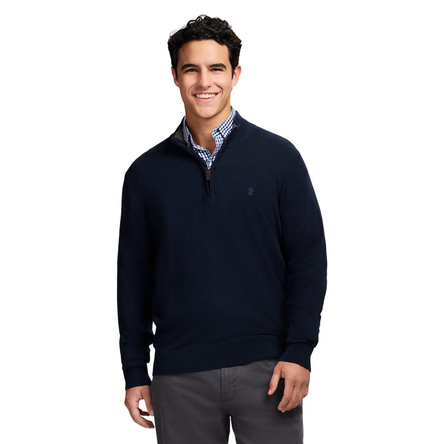 Izod Fine Gauge Quarter Zip Sweater - Navy Blazer