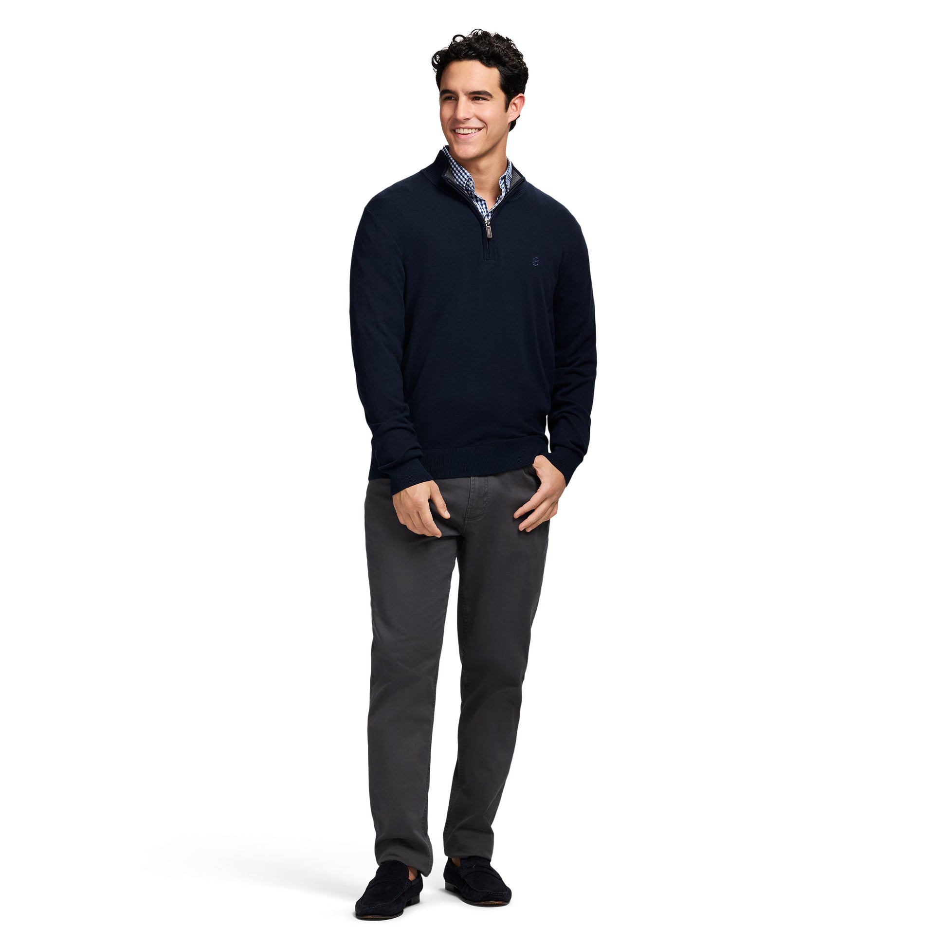Izod Fine Gauge Quarter Zip Sweater - Navy Blazer
