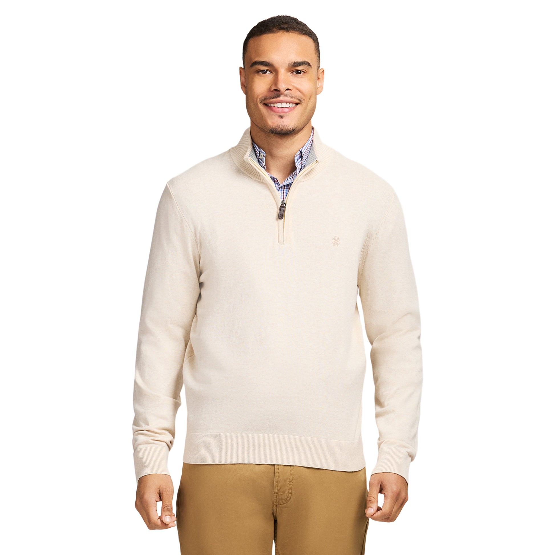 Izod Fine Gauge Quarter Zip Sweater - Rock Hthr