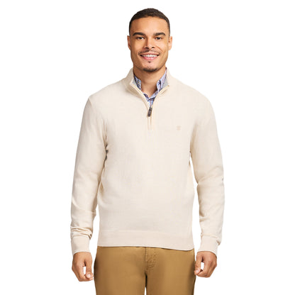 Izod Fine Gauge Quarter Zip Sweater - Rock Hthr