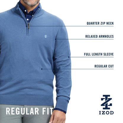 Izod Fine Gauge Quarter Zip Sweater - Rock Hthr