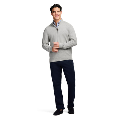 Izod Fine Gauge Quarter Zip Sweater - Lt Grey Hthr